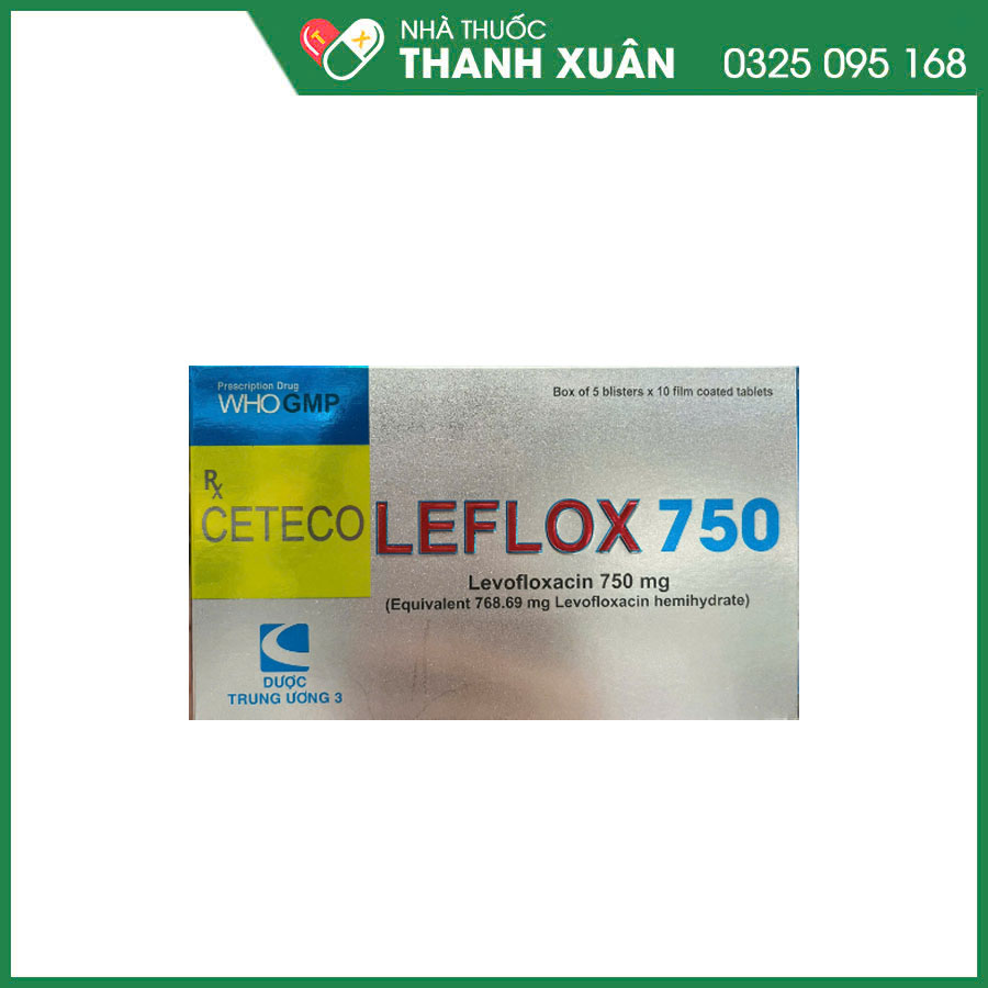 Ceteco Leflox 750 điều trị nhiễm khuẩn hô hấp, da và mô, nhiễm khuẩn tiết niệu có biến chứng, viêm thận cấp